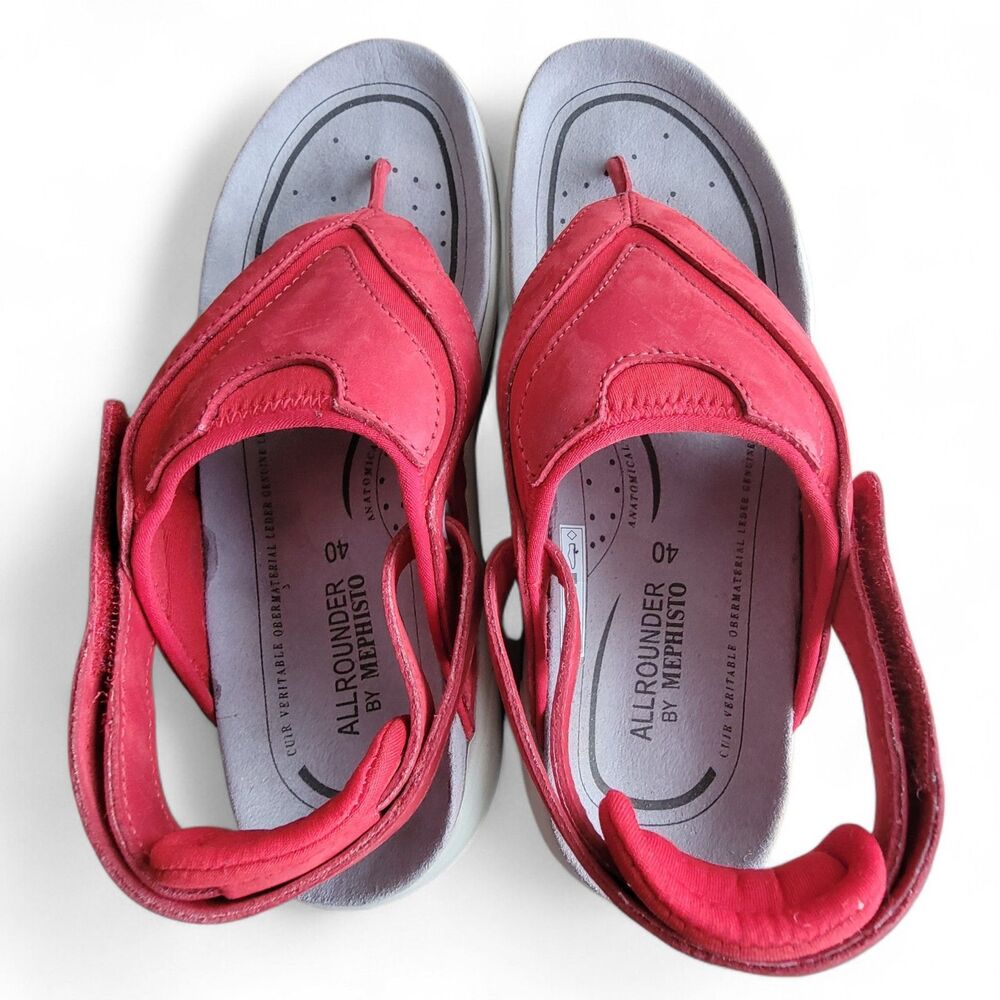 Mephisto Allrounder Sandals Women's 10 Red Leather Adjustable Strap Comfort Shoe - Picture 5 of 8